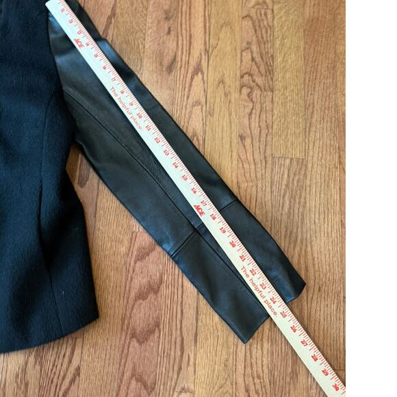 Itala Testino Alpaca Wool Jacket Leather Sleeve Black Size L - Picture 7 of 7